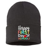 Happy First Day Of School Sustainable Knit Beanie