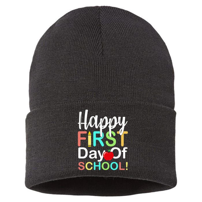Happy First Day Of School Sustainable Knit Beanie