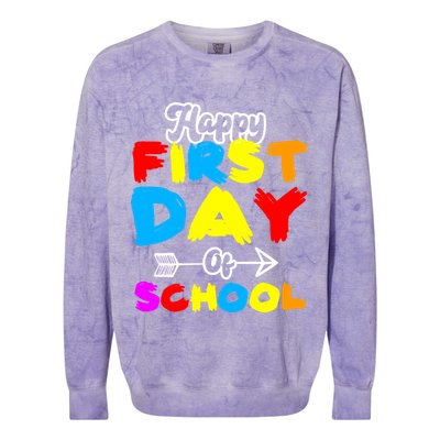 Happy First Day Of School Funny Back To School Colorblast Crewneck Sweatshirt