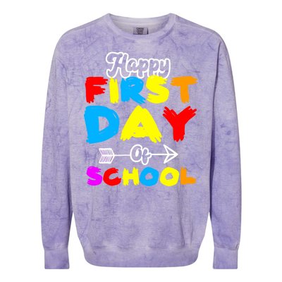 Happy First Day Of School Funny Back To School Colorblast Crewneck Sweatshirt