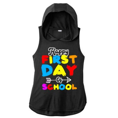 Happy First Day Of School Funny Back To School Ladies PosiCharge Tri-Blend Wicking Draft Hoodie Tank