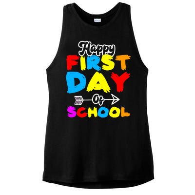 Happy First Day Of School Funny Back To School Ladies PosiCharge Tri-Blend Wicking Tank