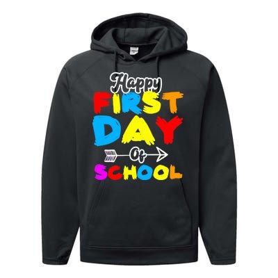 Happy First Day Of School Funny Back To School Performance Fleece Hoodie