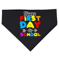 Happy First Day Of School Funny Back To School USA-Made Doggie Bandana