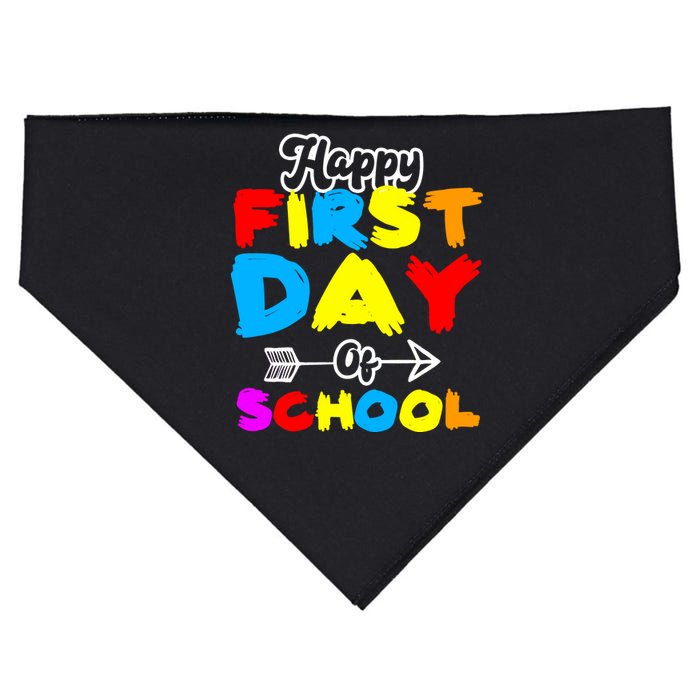 Happy First Day Of School Funny Back To School USA-Made Doggie Bandana