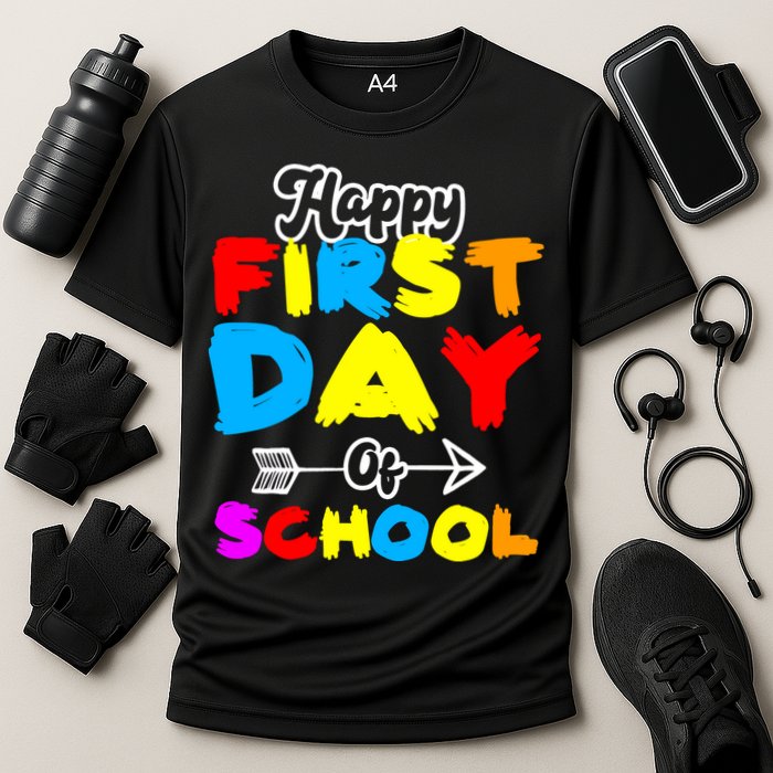Happy First Day Of School Funny Back To School Cooling Performance Crew T-Shirt