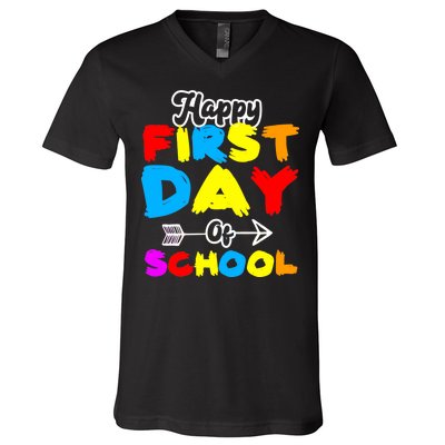 Happy First Day Of School Funny Back To School V-Neck T-Shirt