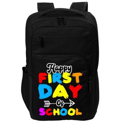 Happy First Day Of School Funny Back To School Impact Tech Backpack