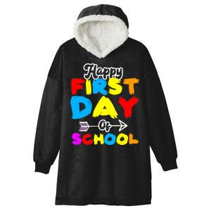 Happy First Day Of School Funny Back To School Hooded Wearable Blanket