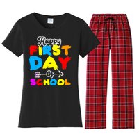 Happy First Day Of School Funny Back To School Women's Flannel Pajama Set