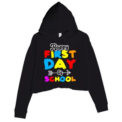 Happy First Day Of School Funny Back To School Crop Fleece Hoodie