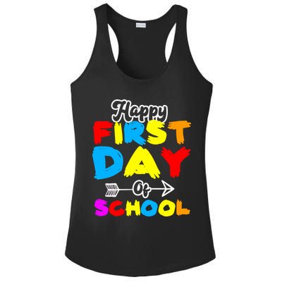 Happy First Day Of School Funny Back To School Ladies PosiCharge Competitor Racerback Tank