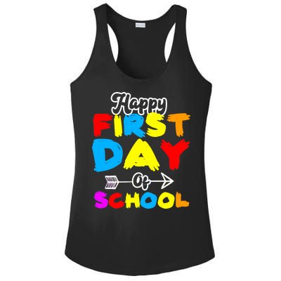 Happy First Day Of School Funny Back To School Ladies PosiCharge Competitor Racerback Tank