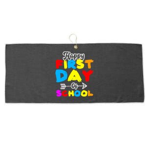 Happy First Day Of School Funny Back To School Large Microfiber Waffle Golf Towel