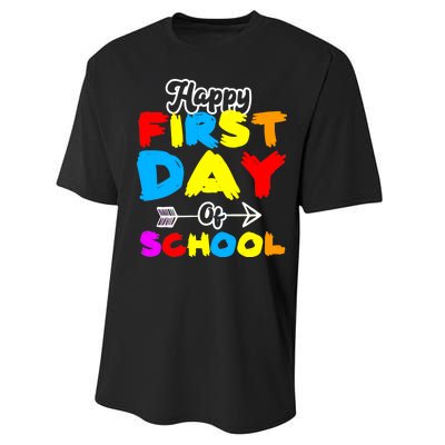 Happy First Day Of School Funny Back To School Performance Sprint T-Shirt