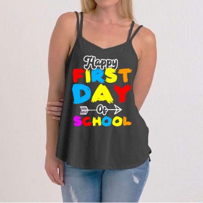 Happy First Day Of School Funny Back To School Women's Strappy Tank