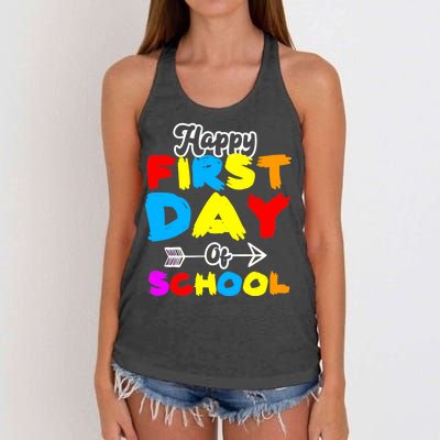 Happy First Day Of School Funny Back To School Women's Knotted Racerback Tank