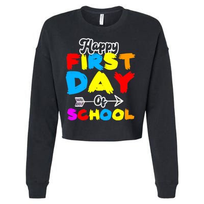 Happy First Day Of School Funny Back To School Cropped Pullover Crew