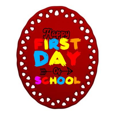 Happy First Day Of School Funny Back To School Ceramic Oval Ornament