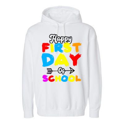 Happy First Day Of School Funny Back To School Garment-Dyed Fleece Hoodie