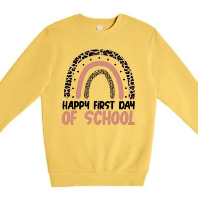 Happy First Day Of School Leopard Rainbow Premium Crewneck Sweatshirt