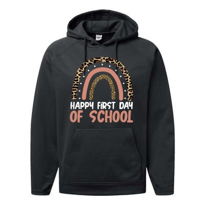 Happy First Day Of School Leopard Rainbow Performance Fleece Hoodie