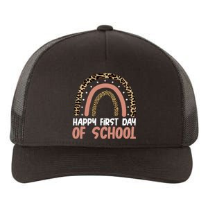 Happy First Day Of School Leopard Rainbow Yupoong Adult 5-Panel Trucker Hat