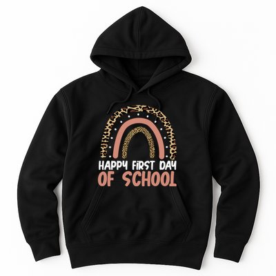 Happy First Day Of School Leopard Rainbow Hoodie