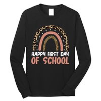 Happy First Day Of School Leopard Rainbow Long Sleeve Shirt
