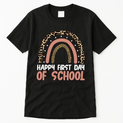 Happy First Day Of School Leopard Rainbow Tall T-Shirt