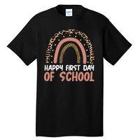 Happy First Day Of School Leopard Rainbow Tall T-Shirt