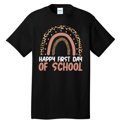 Happy First Day Of School Leopard Rainbow Tall T-Shirt