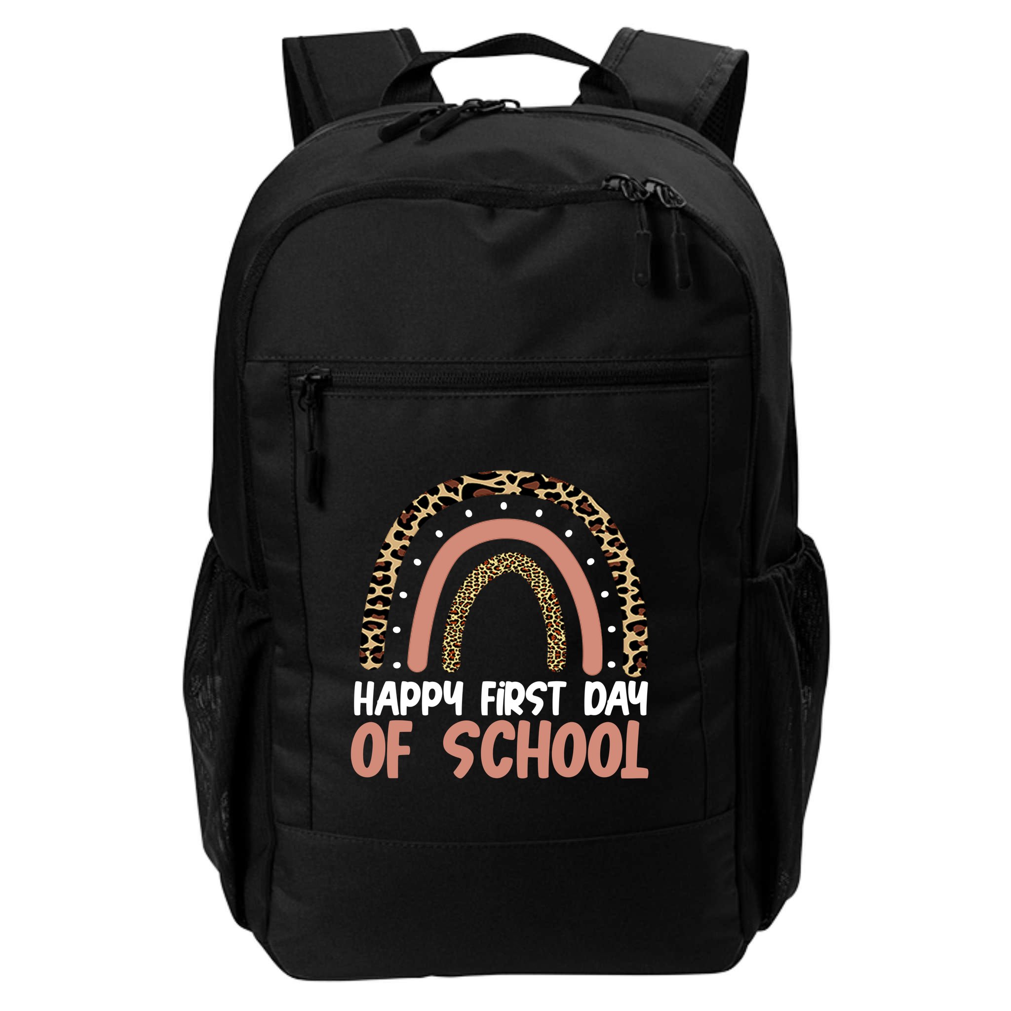 Happy First Day Of School Leopard Rainbow Backpack