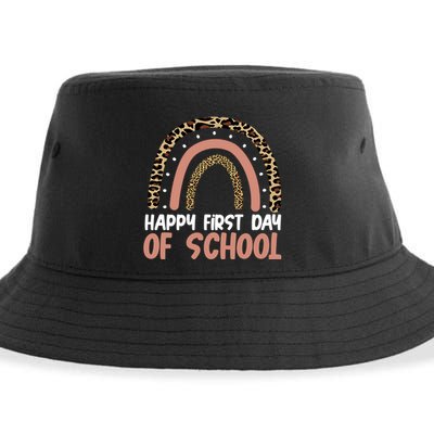 Happy First Day Of School Leopard Rainbow Sustainable Bucket Hat