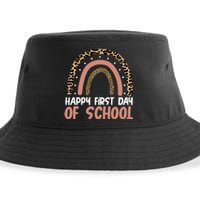 Happy First Day Of School Leopard Rainbow Sustainable Bucket Hat