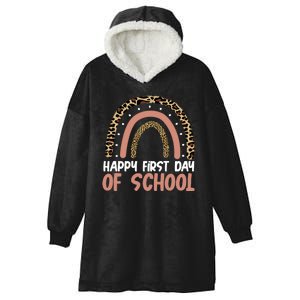 Happy First Day Of School Leopard Rainbow Hooded Wearable Blanket