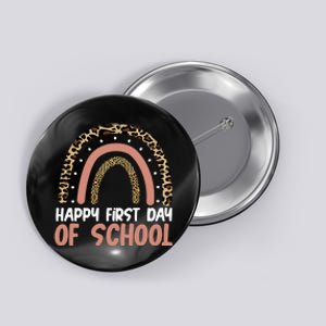 Happy First Day Of School Leopard Rainbow Button