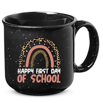 Happy First Day Of School Leopard Rainbow 15oz Campfire Ceramic Mug