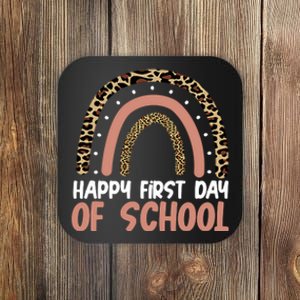 Happy First Day Of School Leopard Rainbow Coaster