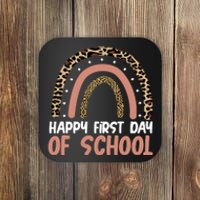 Happy First Day Of School Leopard Rainbow Coaster