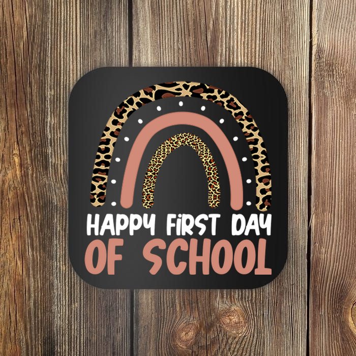 Happy First Day Of School Leopard Rainbow Coaster