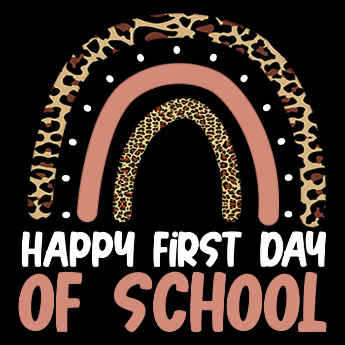 Happy First Day Of School Leopard Rainbow Drawstring Bag