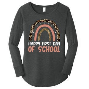 Happy First Day Of School Leopard Rainbow Women's Perfect Tri Tunic Long Sleeve Shirt