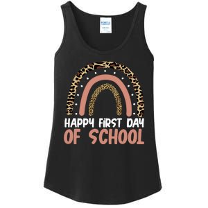 Happy First Day Of School Leopard Rainbow Ladies Essential Tank