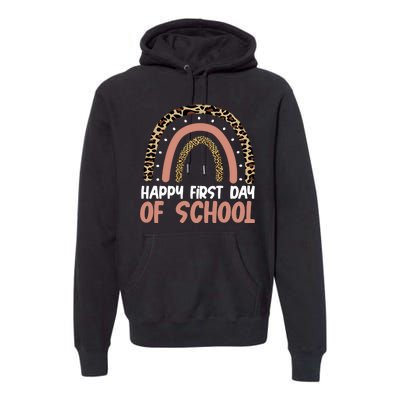 Happy First Day Of School Leopard Rainbow Premium Hoodie