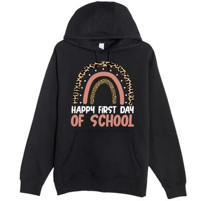 Happy First Day Of School Leopard Rainbow Premium Pullover Hoodie