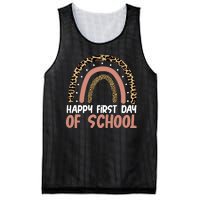 Happy First Day Of School Leopard Rainbow Mesh Reversible Basketball Jersey Tank