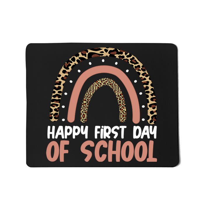 Happy First Day Of School Leopard Rainbow Mousepad