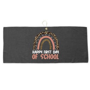 Happy First Day Of School Leopard Rainbow Large Microfiber Waffle Golf Towel