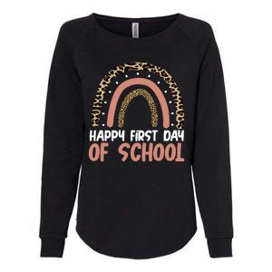 Happy First Day Of School Leopard Rainbow Womens California Wash Sweatshirt